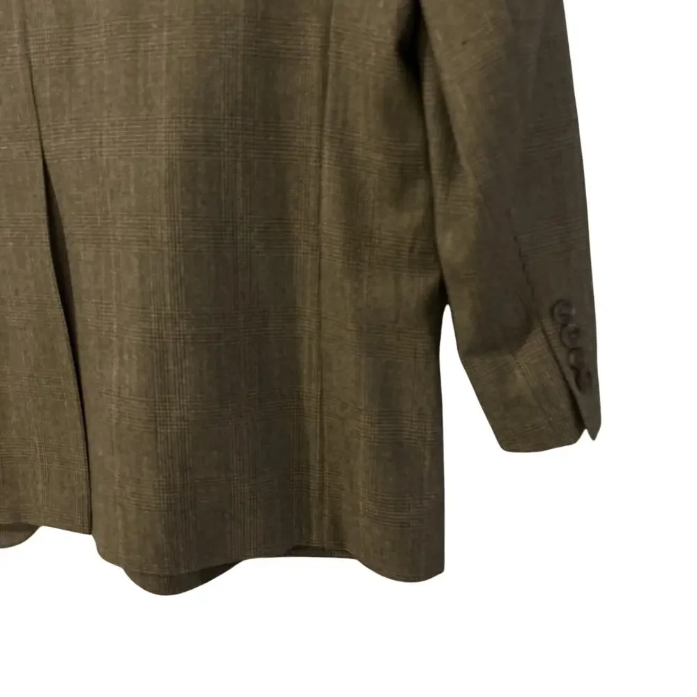 Polo University Club Ralph Lauren Brown Glen Plaid‎ Wool Blazer Sport Coat 43 T
